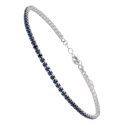 Sinsal - Zilver Armband met Zirkonia stenen - 17cm tot 20 cm verstelbaar - Dames Armband - Blauw