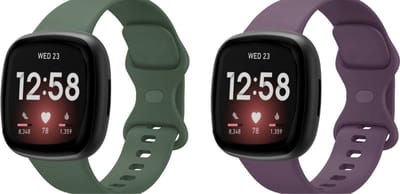 Strap-it Bundel van 2 Siliconen Bandjes - Geschikt voor Fitbit Versa 3 / Versa 4 / Sense 2 Maat: S - Donkerpaars & Donkergroen - Sportarmband - Siliconen Armband - Waterbestendig & zweetbestendig