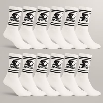 Starter Classic Crew Socks – Unisex 12-Pack wit/zwart 39-42