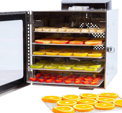 Voedseldroger RVS - Drogermachine Fruit - Gezonde Snacks Maken - 6 Roestvrijstalen Lades - 400 Watt - Zilver