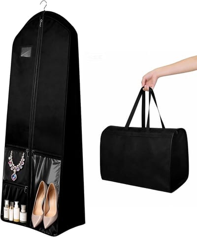 Kledingzak - Zwart - 180 x 60 cm - Opvouwbare Kledinghoes met Ritssluiting - Voor Bruidsjurken en Avondgarderobe
