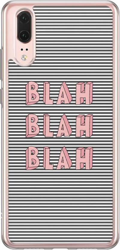 Casimoda® hoesje - Geschikt voor Huawei P20 - Blah Blah Blah - Siliconen/TPU - Soft Case - Zwart - Tekst