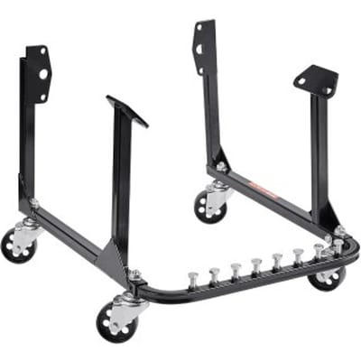 VEVOR U-vormige motorstandaard, motorlift (340 kg draagvermogen), robuuste stalen motorbevestiging met 4 zwenkwielen en 4 haakposities, geschikt voor BB-CHEVY en GEN-1 SB-CHEVY motoren