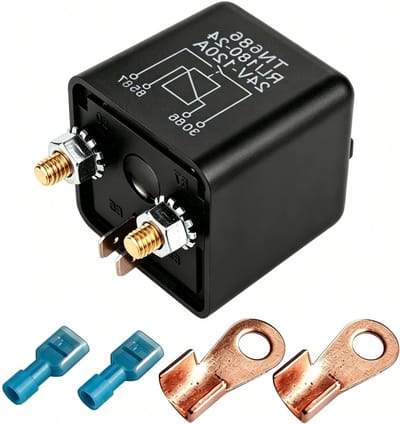 24V DC 120Amp Split Charge Relay voor Auto, Truck en Boot - Inclusief 2 Pin Aansluiting en 2 Terminals voor Betrouwbare Start en Stroomverdeling