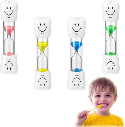 Teeth Brushing Set voor Kinderen met 4 Stukken - Uurglas Timer en Tandenborstel voor 3 Minuten Poetsen, Leuk en Educatief Spel voor Thuis en School