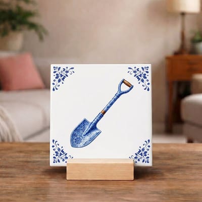 Delftsblauw Tegeltje 11x11 Schep – Tuinliefhebber Cadeau