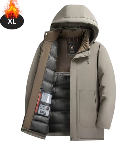 Livano Winterjas - Parka - Heren - Winter - Jas - Volwassen - Stijlvol - Khaki - XL