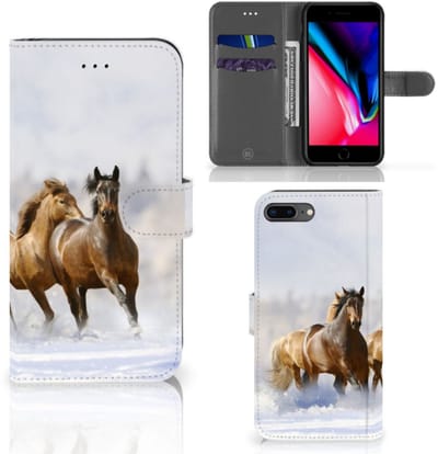 Apple iPhone 7 Plus | 8 Plus Telefoonhoesje met Pasjes Paarden