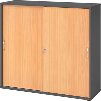 BETA 1753S | Schuifdeurkast | 3 OH - Grafiet/Beuken Metalen handgreep