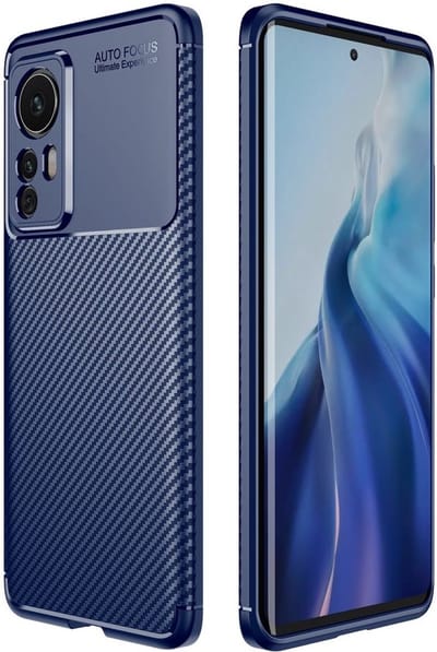 Xiaomi 12 / 12X Hoesje Siliconen Carbon TPU Back Cover Blauw