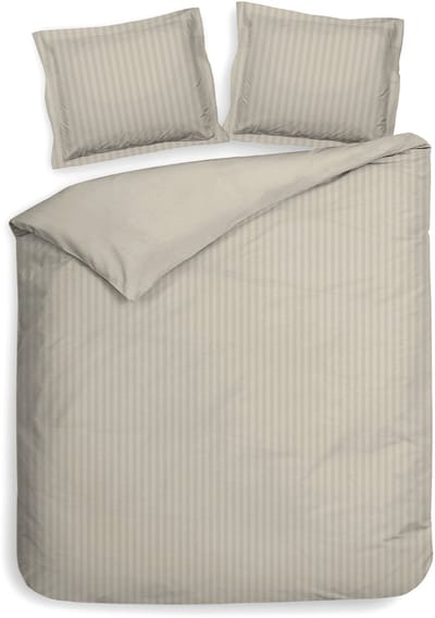 Heckettlane Dekbedovertrek Banda - Bedlinnen met Strepen - 200x200-220 cm - Tweepersoons - Natural - Dekbedovertrek van 100% Katoen-Satijn