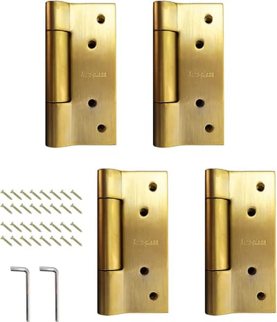 JHUBERS- Deurscharnier 4 Stuks - Zelfsluitend - Roestvrij Staal - Dikte 3 mm - Messing - Schokbestendig - Deurhengsels