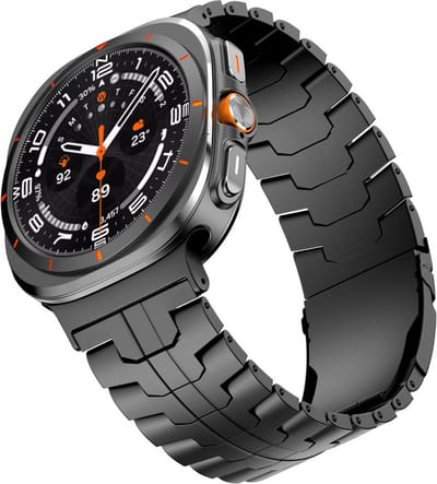 Titanium bandje - schakelbandje - geschikt voor Samsung Galaxy Watch Ultra (47mm) / Ultra 2025 (47mm) - zwart