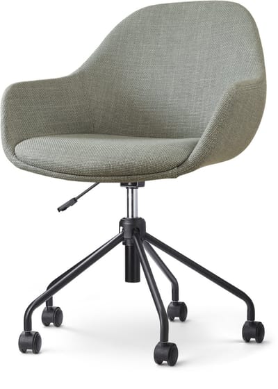 Nolon Nout-Mae Bureaustoel Saliegroen - Stof - Verstelbaar - Wieltjes - Zwart Onderstel - Design - Comfortabel