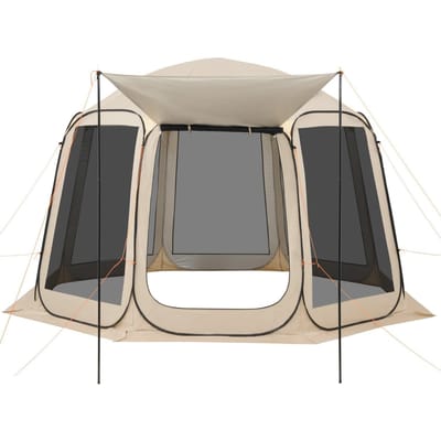 Scherm Huisje Tent, 3660 x 3380 x 2300 mm, 10-12 Persoons Pop-Up Schermtent met Uitgebreid Luifel, Draagbare Afgeschermde Luifel met Draagtas, Gaas