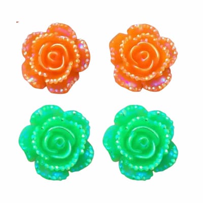 2 paar- clip oorbellen- Elin-groen- oranje-geen gaatje- Charme Bijoux