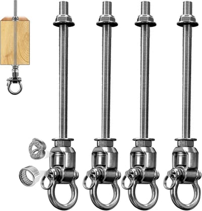 Schommelhaken Set - Hangstoel Ophanging - Buiten Ontspannen - Dubbele Lagers - M10 - Zilver