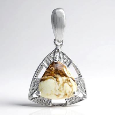 Cavill - Zilveren Hanger - 925 Sterling Zilver - Braziliaanse Magnesiet 4 91 ct Triljant Cabochon - 6 Witte Topaas 0 023 ct - Elegant Design