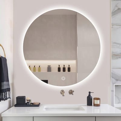 Ronde Badkamerspiegel met Dimbare LED Verlichting - Wandspiegel 70cm - Eenvoudig te Reinigen en Spatwaterdicht