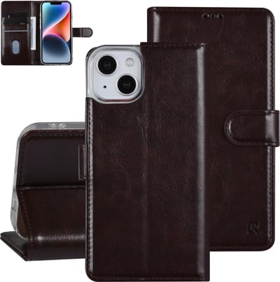 UNIQ Accessory Bruin Book Case Telefoonhoesje voor Apple iPhone 14 - PU Leer, Bescherming van Telefoon
