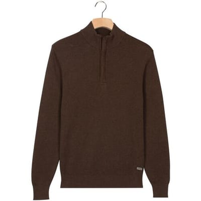 Baileys Trui Cotton Half Zip Allover Two-Tone Dark Brown / male