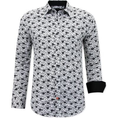 Luxe Satijn Dierenprint Overhemd Heren - 3093 - Zwart / Wit