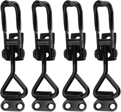 Set van 4 Zwarte IJzeren Rocker Locks - Metalen Hefbeugel Klapsluiting - Verstelbare Toggle Tangen voor Dozen, Kisten, Kasten en Deuren - Metalen Toggle Slot