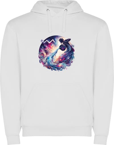 Witte unisex hoodie met “ Kleurrijke Sterrenbeeld Waterman – Astrologie – Horoscoop – Zodiac Signs “ Print Full Color merk Roly maat XL