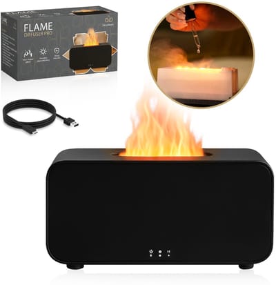 DecoVeen® Flame Aroma Diffuser - Vlam effect - Luchtbevochtiger - Geurverspreider - Geurvernevelaar - Vernevelaar - Zwart - Ultrasone Vernevelaar - Aroma Vernevelaar - Aromatherapie - Cadeau