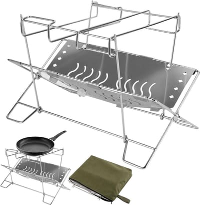 Vuurschaal houder - Camping rek - Buiten koken - Inklapbaar ontwerp - 33 x 19 x 14 cm - Zilverkleurig