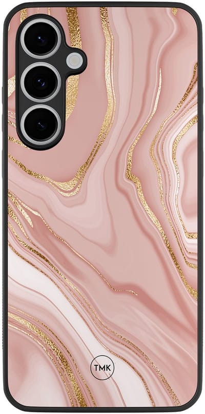 Hoesje geschikt voor Samsung Galaxy S24 FE - Rose marble - Roze - TPU case - Marmer - Hardcase zwart telefoonhoesje