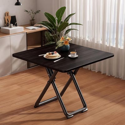 Uitschuifbare Eettafel - Ronde of Vierkante Tafel - Ruimtebesparend Dineren - Eenvoudig Opvouwbaar - 60 cm Diameter - Zwart