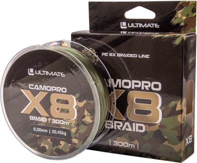Ultimate Camopro X8 Braid Gevlochten Karperlijn 0.28mm/18.18kg (300m) - Gevlochten Lijn