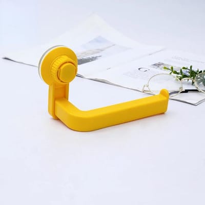 Porte-papier toilette à ventouse Montage mural Sans perçage ABS Distributeur de rouleau de papier toilette Accessoires de salle de bain cuisine 14.5x10x6.5cm jaune