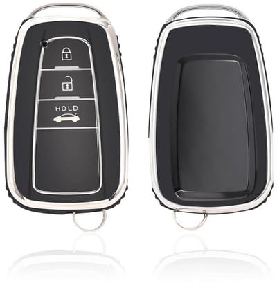 Autosleutel Hoesje geschikt voor Toyota - Sleutelcover - TPU Cover Sleutelhoes - Accessoires - zwart
