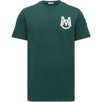 Moncler FW25 Monogram Katoenen T-shirt Heren Tops Bladgroen K20918C000348390T86G M black