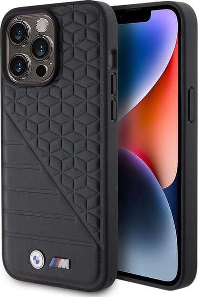 iPhone 15 Pro Backcase hoesje - BMW - Effen Zwart - Kunstleer
