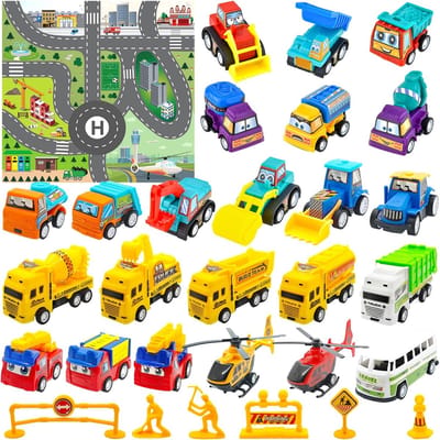 CE Kalendarz - Adventskalender voor Kinderen - 24 Speelgoedauto's - Inclusief Speelmat
