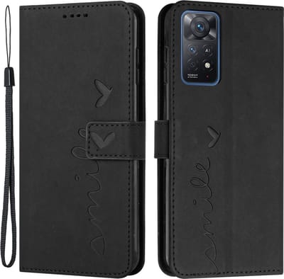 Coverup Hoesje - Geschikt voor Xiaomi Redmi Note 11 Pro 5G Hoesje - Coverup Smile Book Case - Zwart