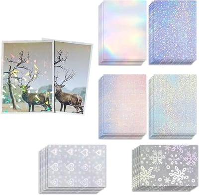 Holografisch Stickerpapier A4, 30 Vel in 6 Stijlen, Zelfklevend Vinyl voor DIY Decoratie en Creatieve Stickers