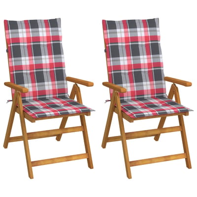 vidaXL - Inklapbare - stoelen - 2 - st - verstelbaar - met - kussens