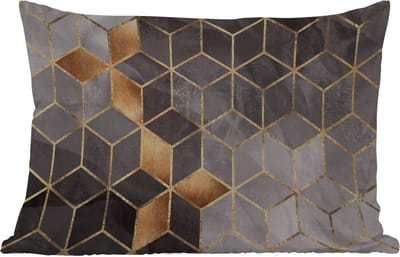 Buitenkussens - Abstract - Kubus - Goud - Patronen - Zwart - Wit - 60x40 cm - Weerbestendig