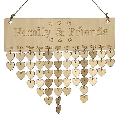 SUPVOX Houten Verjaardagskalender - Vintage DIY Kalender met Hartvormige Schijven