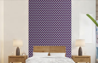 Behang - Fotobehang Patronen - Vintage - Blauw - Rood - Breedte 150 cm x hoogte 240 cm
