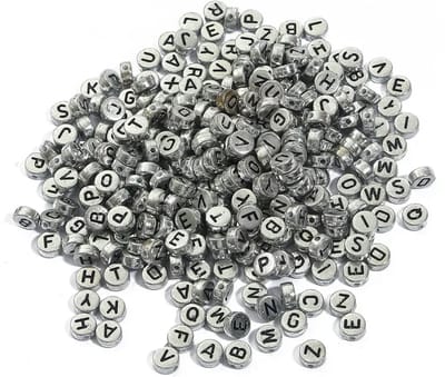 Zilveren Acryl Letterkralen - 200 Stuks - Alfabet Letter Kralen - DIY - Armbanden / Kettingen / Sieraden Maken - Zilver - IXEN