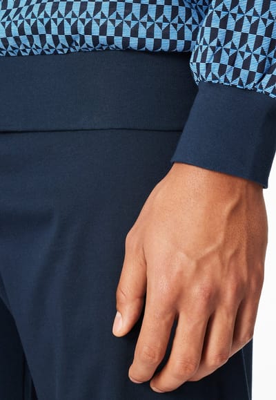 Schiesser pyjama heren lange mouw 100% katoen - Comfort - 181162 - Met boordjes - 52 - Blauw