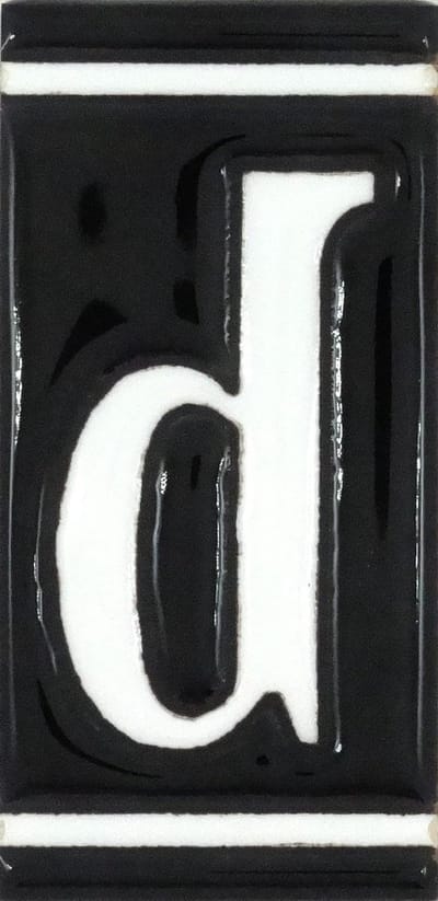 Huisnummer Letter - Keramiek Bordje - Adres Aanduiding - Handbeschilderd Email - 5 x 11 cm - Zwart