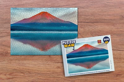 Puzzel De Fuji verlicht door de ochtendzon in het Aziatische Japan - Legpuzzel - Puzzel 500 stukjes
