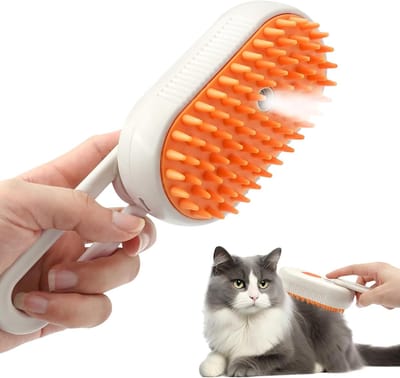 OUYLAF haarkam - Stoomborstel Kat - Kattenborstel Stoom - Kattenhaar Verwijderaar - hondenborstel slicker - Dierenborstel - Kattenkam - Hondenborstel - hondenkam - honden borstel - oranje kleur