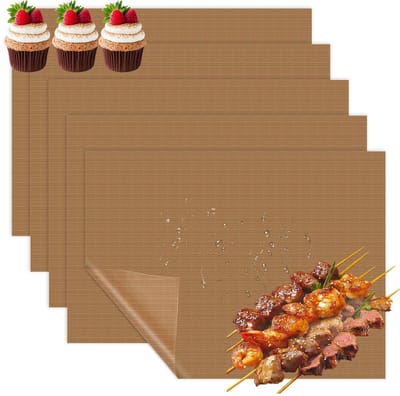 Pack of 5 Durable Baking Film 40 x 30 cm Reusable Heat Resistant up to 260°C for Oven and Grill, Baking, Frying and - ShopVlot